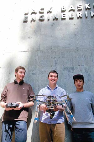 John Branscum, Brendon Maher, and Eric Yu of the AEROBERRY propellor tracking prototype, w